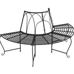 vidaXL Muebles De Jardín-Banco de jardín semicircular 2 uds de acero negro Ø159