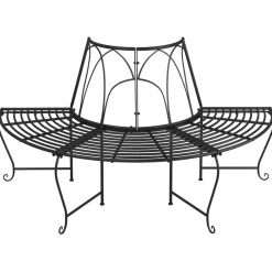 vidaXL Muebles De Jardín-Banco de jardín semicircular 2 uds de acero negro Ø159
