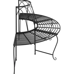 vidaXL Muebles De Jardín-Banco de jardín semicircular 2 uds de acero negro Ø159
