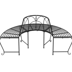 vidaXL Muebles De Jardín-Banco de jardín semicircular 2 uds de acero negro Ø159