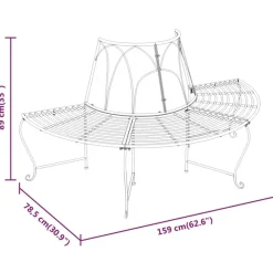 vidaXL Muebles De Jardín-Banco de jardín semicircular 2 uds de acero negro Ø159