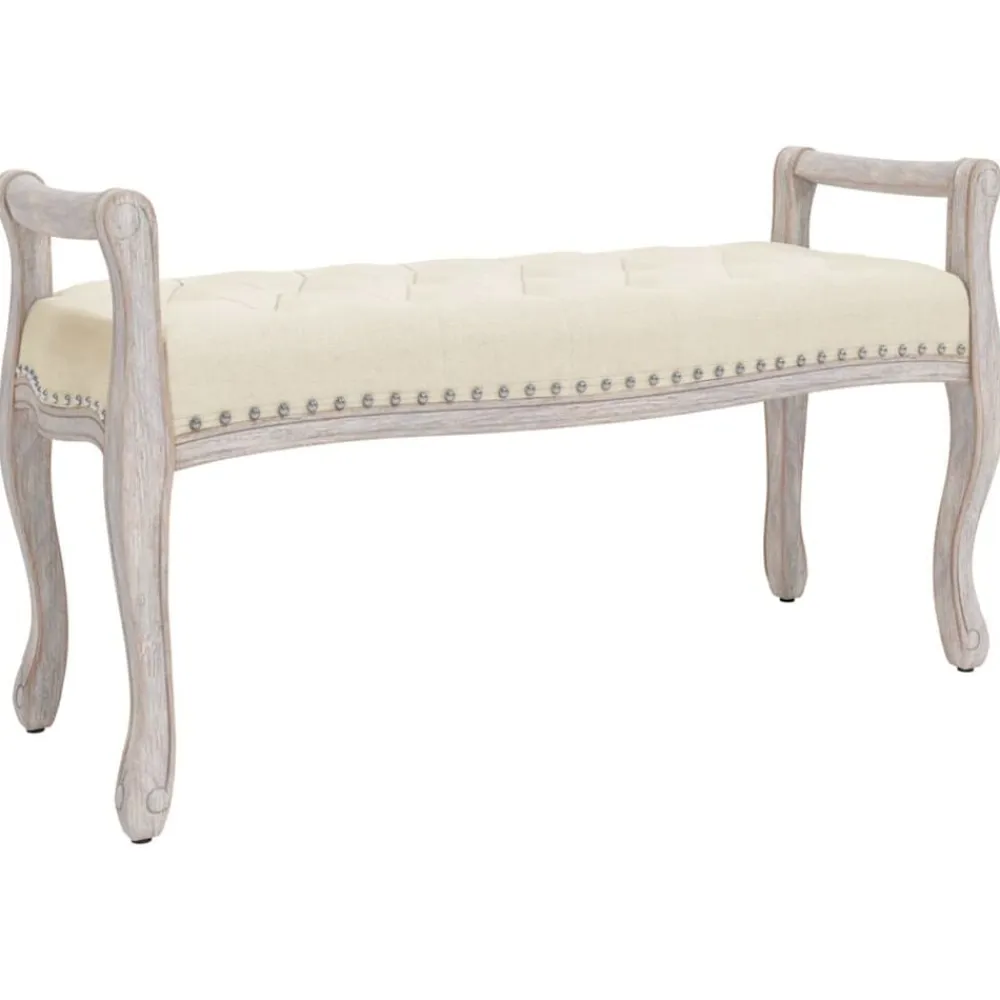 vidaXL Banco de lino 110x45x60 cm Beige Hot