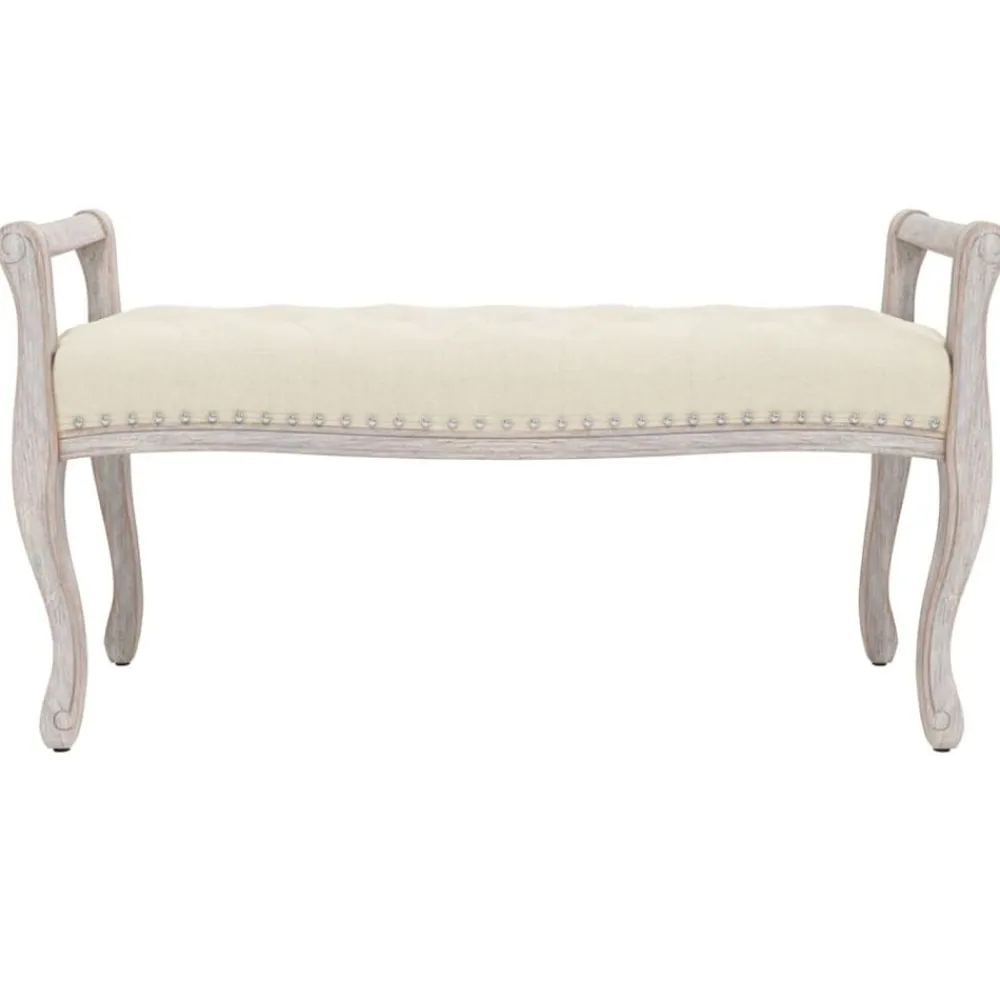 vidaXL Banco de lino 110x45x60 cm Beige Hot