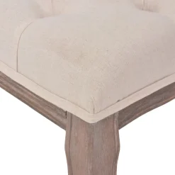 vidaXL Bancos-Banco de madera maciza y lino 110x38x48 cm