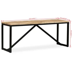 vidaXL Banco de madera maciza de mango 110x35x45 cm Marrón Online