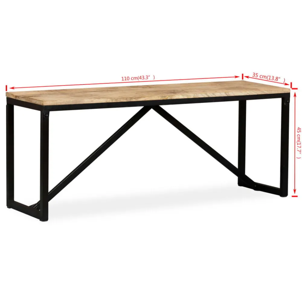 vidaXL Banco de madera maciza de mango 110x35x45 cm Marrón Online