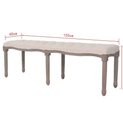 vidaXL Bancos-Banco de madera maciza y lino 150x40x48 cm