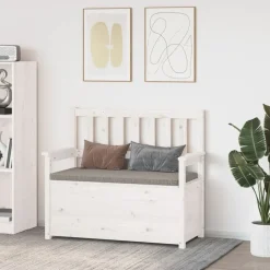 vidaXL Banco de madera maciza de pino 112,5x51,5x96,5 cm Blanco Clearance