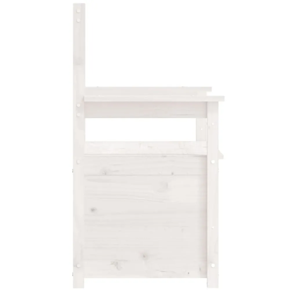 vidaXL Banco de madera maciza de pino 112,5x51,5x96,5 cm Blanco Clearance