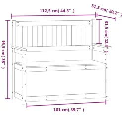 vidaXL Banco de madera maciza de pino 112,5x51,5x96,5 cm Blanco Clearance