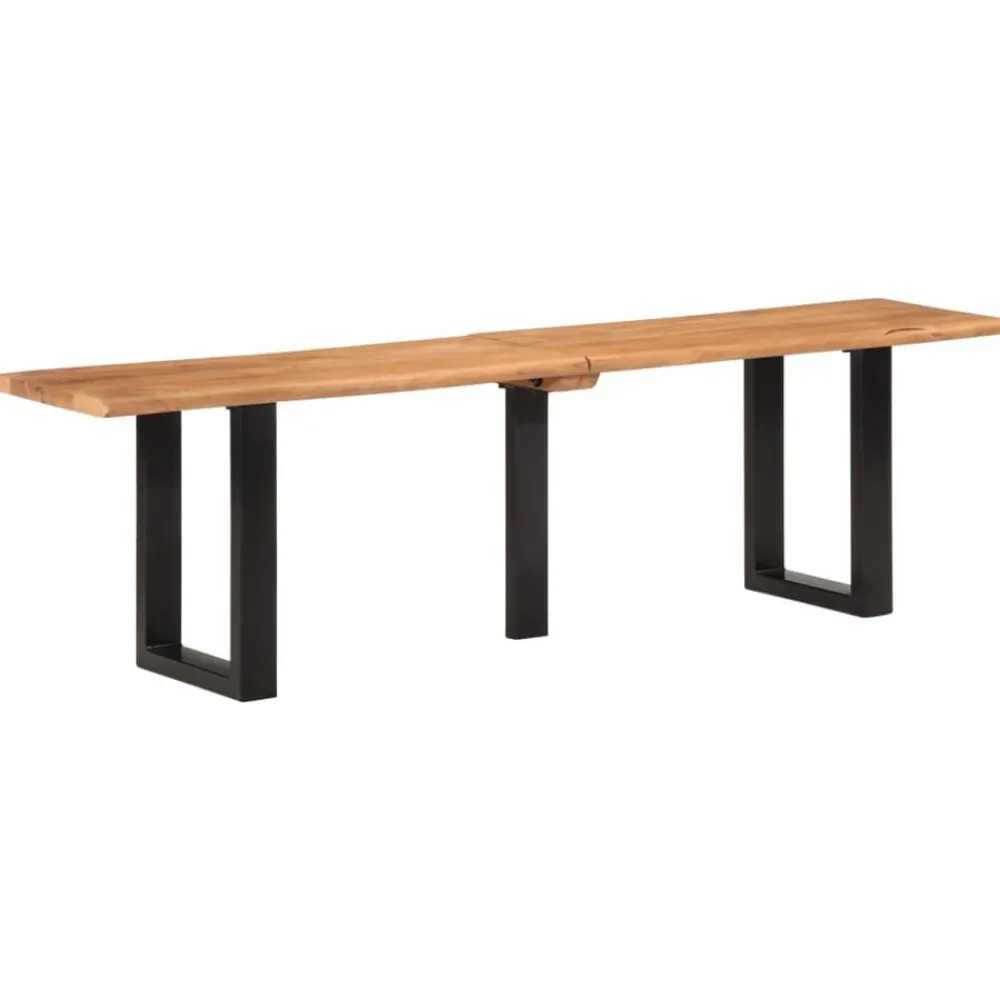 vidaXL Banco de madera maciza de acacia y acero 160 cm Marrón y negro