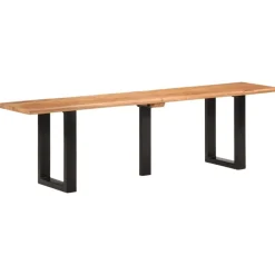 vidaXL Banco de madera maciza de acacia y acero 160 cm Marrón y negro