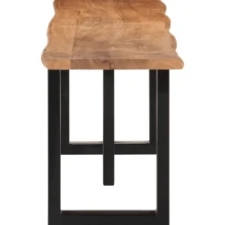 vidaXL Banco de madera maciza de acacia y acero 160 cm Marrón y negro