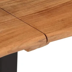 vidaXL Banco de madera maciza de acacia y acero 160 cm Marrón y negro