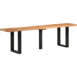vidaXL Banco de madera maciza de acacia y acero 160 cm Marrón y negro
