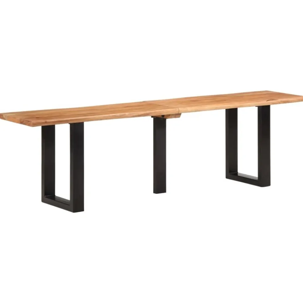 vidaXL Banco de madera maciza de acacia y acero 160 cm Marrón y negro