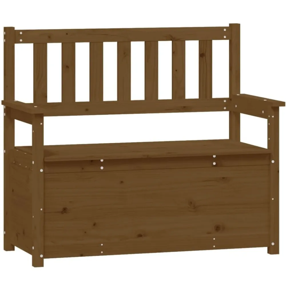 vidaXL Banco de madera maciza pino marrón miel 112,5x51,5x96,5 cm Marrón miel Outlet