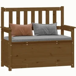vidaXL Banco de madera maciza pino marrón miel 112,5x51,5x96,5 cm Marrón miel Outlet