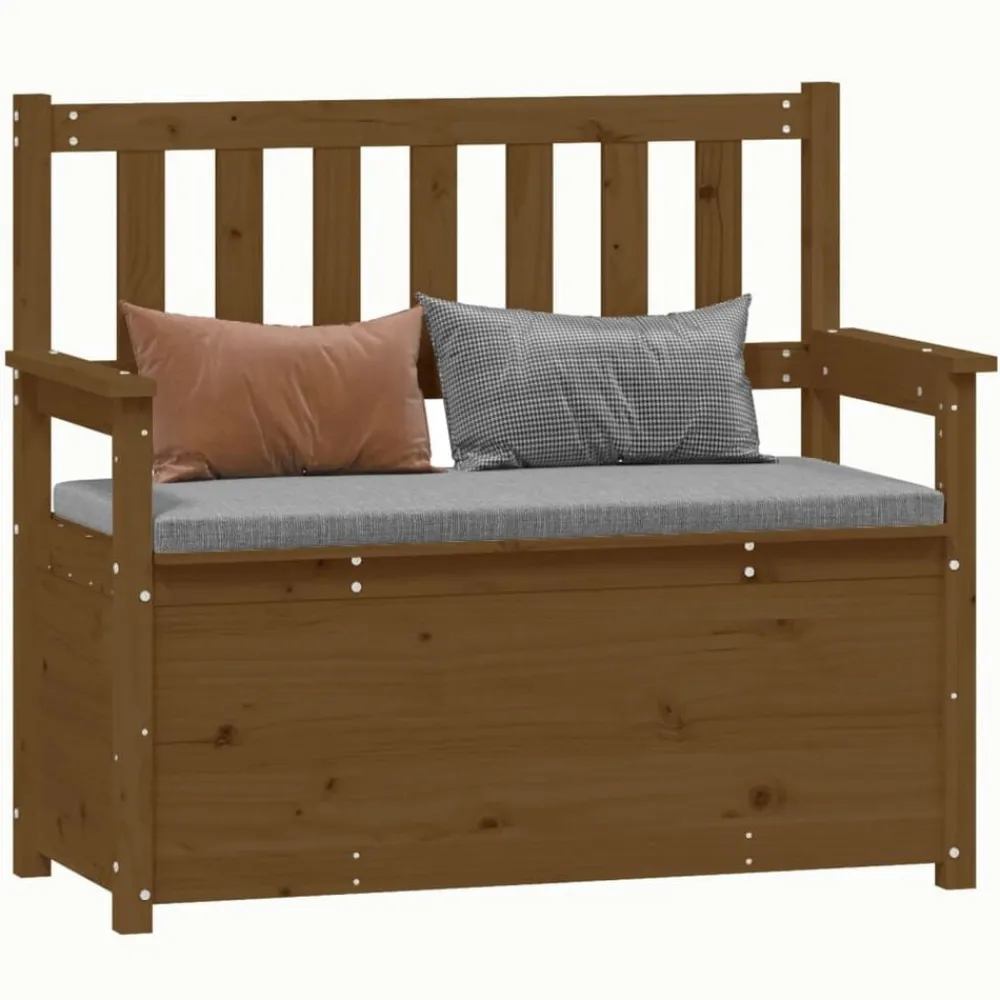vidaXL Banco de madera maciza pino marrón miel 112,5x51,5x96,5 cm Marrón miel Outlet