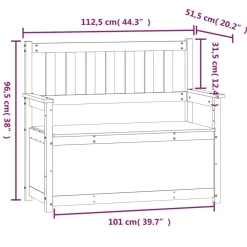 vidaXL Banco de madera maciza de pino 112,5x51,5x96,5 cm Natural Best