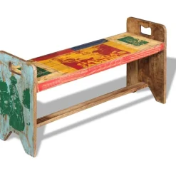 vidaXL Bancos-Banco de madera maciza reciclada 100x30x50 cm