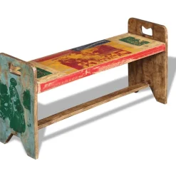 vidaXL Bancos-Banco de madera maciza reciclada 100x30x50 cm
