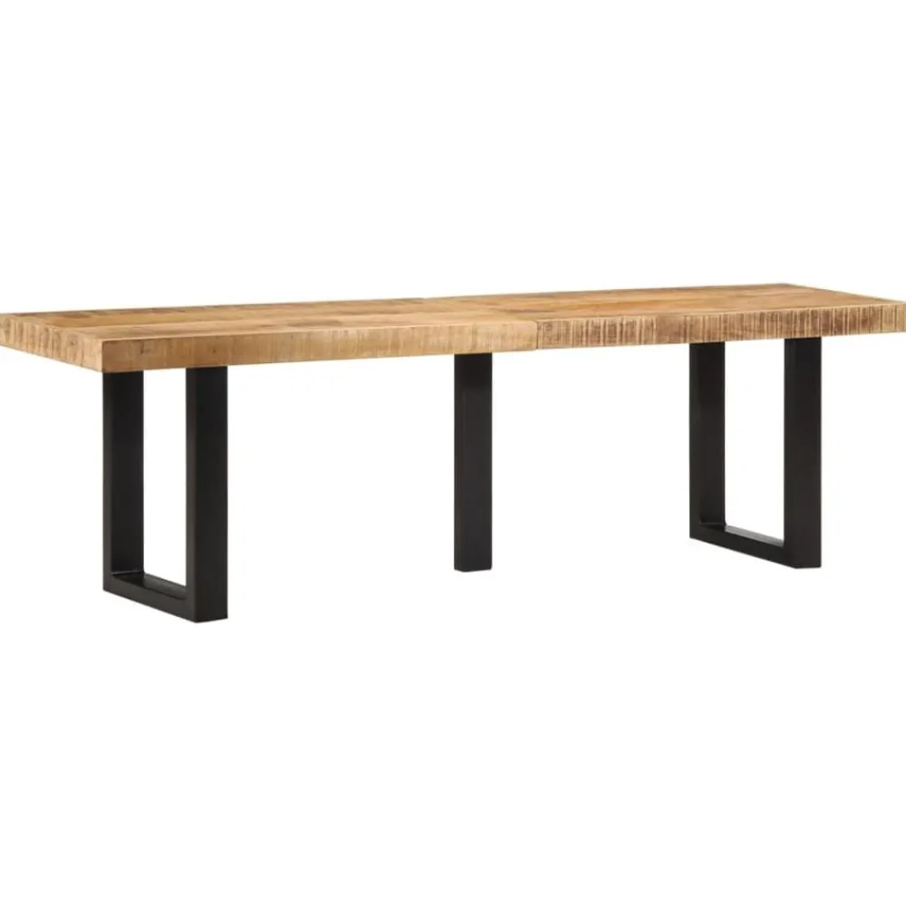 vidaXL Bancos-Banco de madera maciza de mango rugosa y acero 160 cm