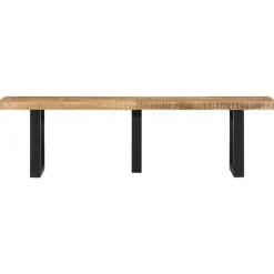vidaXL Bancos-Banco de madera maciza de mango rugosa y acero 160 cm