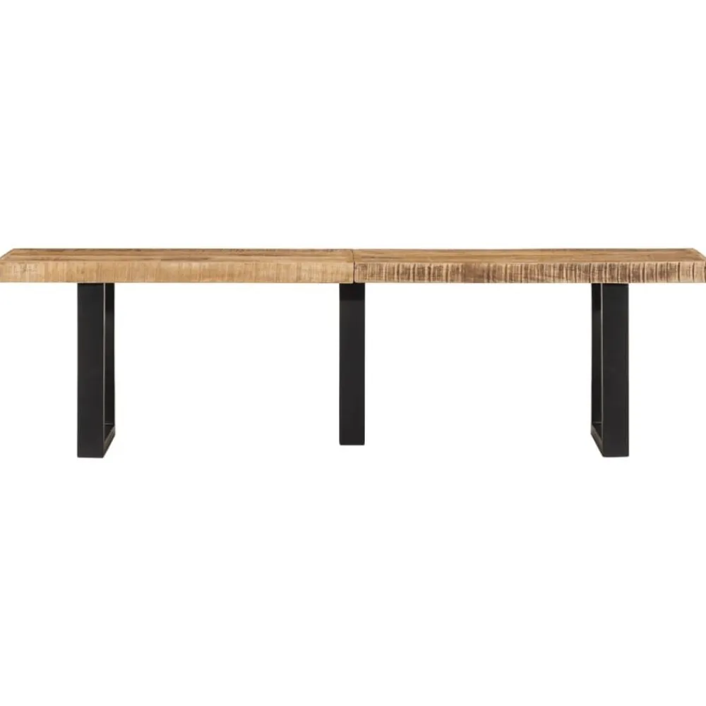 vidaXL Bancos-Banco de madera maciza de mango rugosa y acero 160 cm