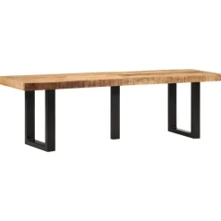 vidaXL Bancos-Banco de madera maciza de mango rugosa y acero 160 cm