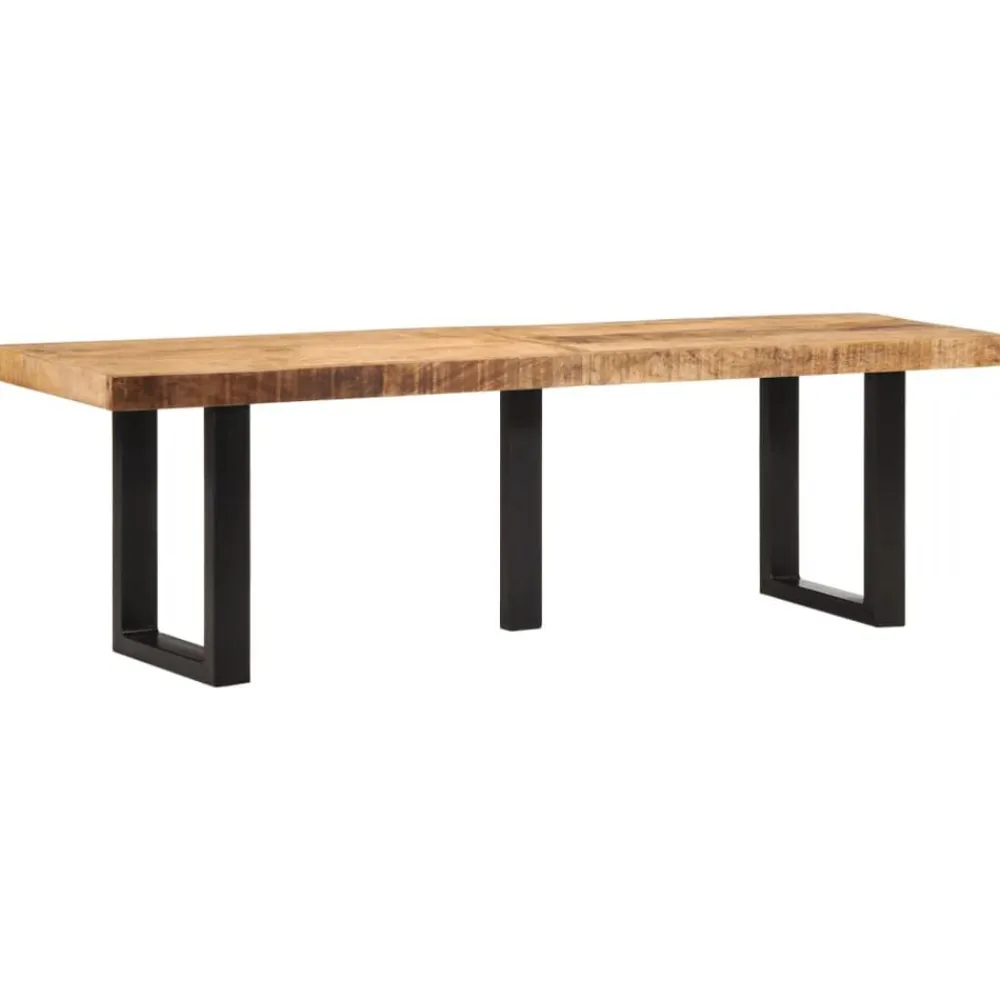 vidaXL Bancos-Banco de madera maciza de mango rugosa y acero 160 cm
