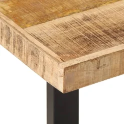 vidaXL Bancos-Banco de madera maciza de mango rugosa y acero 160 cm