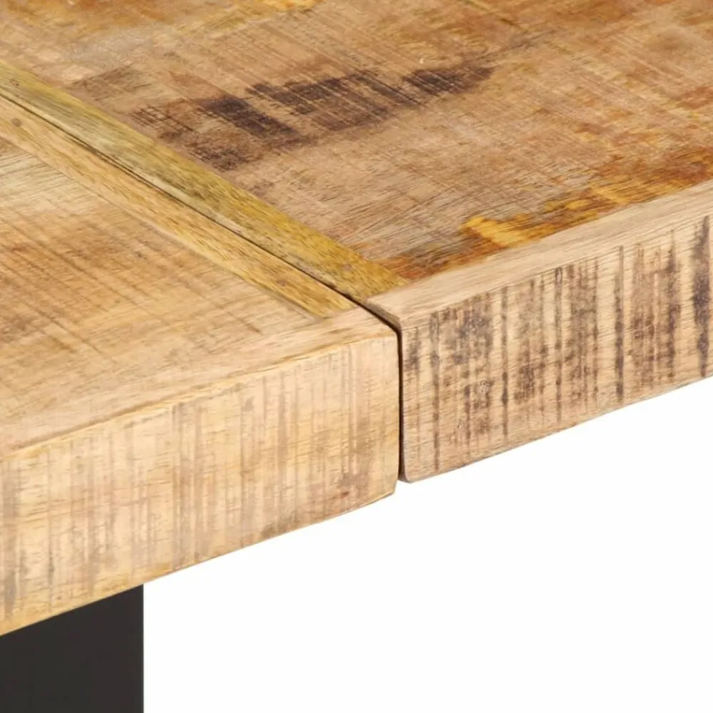 vidaXL Bancos-Banco de madera maciza de mango rugosa y acero 160 cm