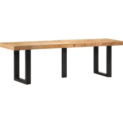 vidaXL Bancos-Banco de madera maciza de mango rugosa y acero 160 cm