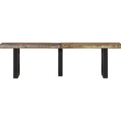 vidaXL Bancos-Banco de madera maciza reciclada y acero 160 cm
