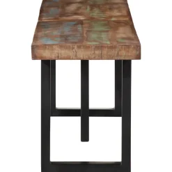 vidaXL Bancos-Banco de madera maciza reciclada y acero 160 cm