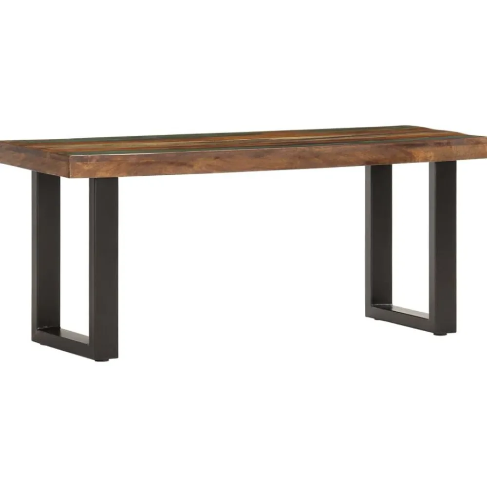 vidaXL Banco de madera maciza reciclada y acero 110 cm Marrón Hot