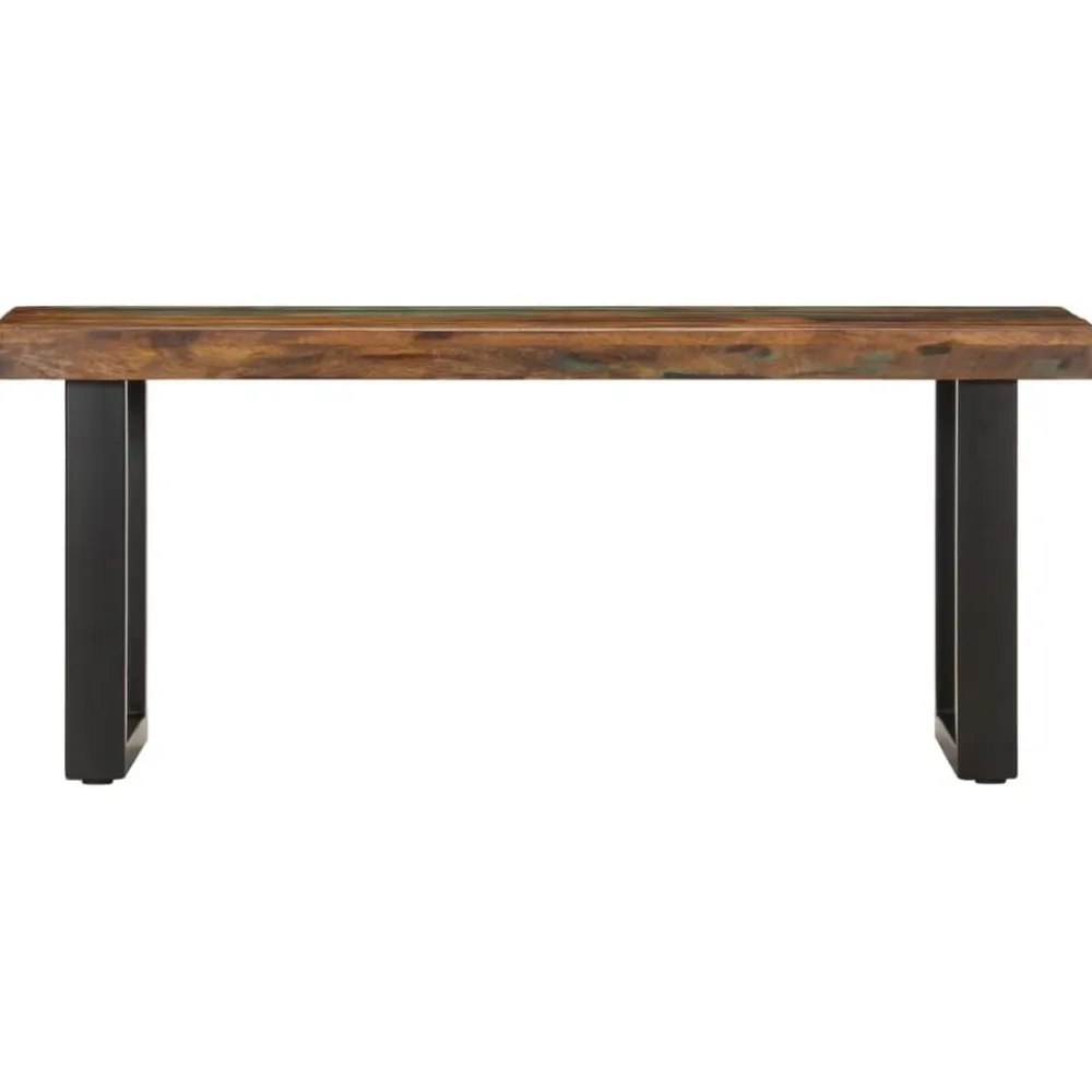 vidaXL Banco de madera maciza reciclada y acero 110 cm Marrón Hot