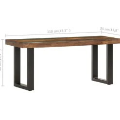 vidaXL Banco de madera maciza reciclada y acero 110 cm Marrón Hot