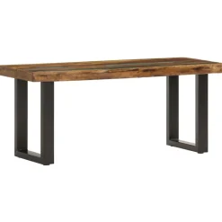 vidaXL Banco de madera maciza reciclada y acero 110 cm Marrón Hot