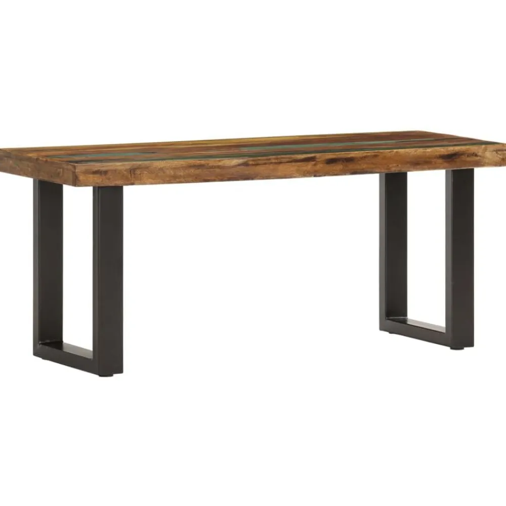 vidaXL Banco de madera maciza reciclada y acero 110 cm Marrón Hot