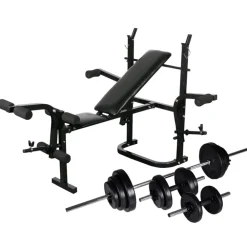 vidaXL Banco de musculación barras y mancuernas 30,5 kg Best