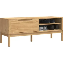 vidaXL Bancos-Banco de pasillo con cajón FLORO Marrón cera 115 x 40 x 45 cm