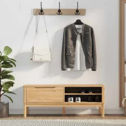 vidaXL Bancos-Banco de pasillo con cajón FLORO Marrón cera 115 x 40 x 45 cm