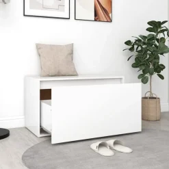 vidaXL Banco de pasillo de madera de ingeniería 80x40x45 cm Blanco