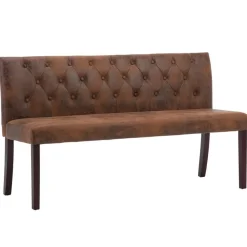 vidaXL Banco de piel de ante artificial marrón 148,5 cm Marr&oacute;n