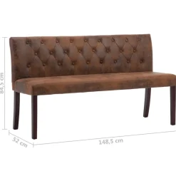 vidaXL Banco de piel de ante artificial marrón 148,5 cm Marr&oacute;n