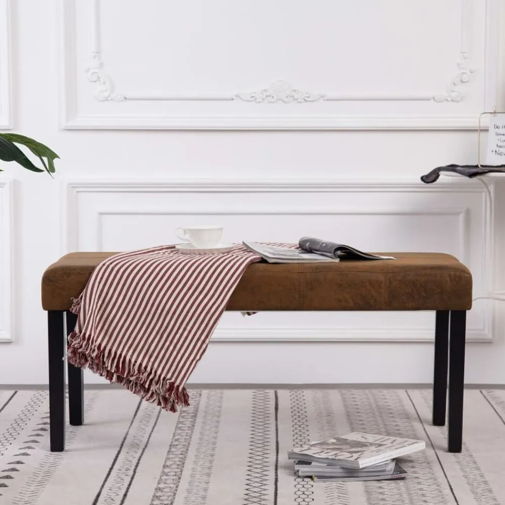 vidaXL Banco de piel de ante artificial 106 cm marrón Marrón Discount