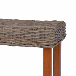 vidaXL Banco de ratán kubu natural y madera maciza de caoba 110 cm Marrón Hot