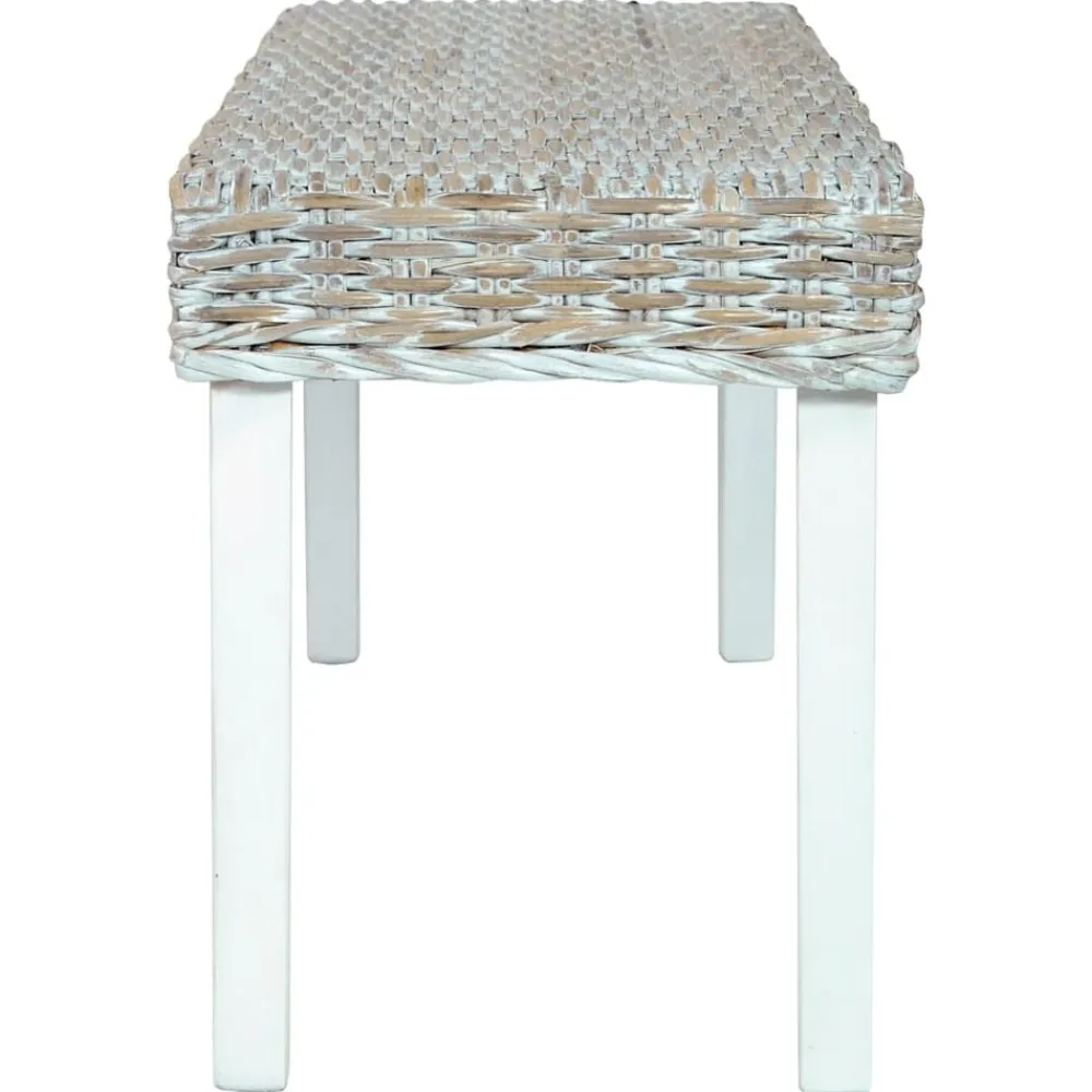 vidaXL Bancos-Banco de ratán kubu y madera maciza de caoba 110 cm
